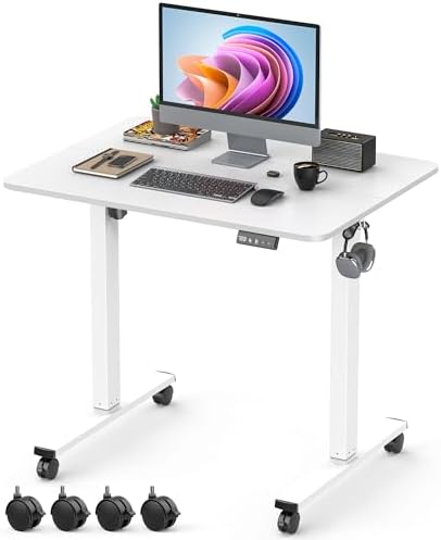 32" Small Rolling Electric Standing Desk Adjustable Height for Home Office by XyndyxErgonomicDesign