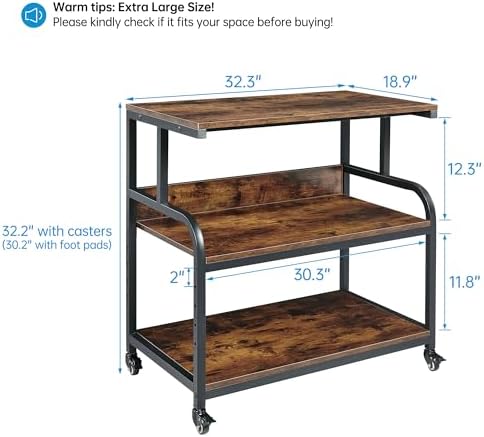 Fannova 32.3" Wide Extra Large Printer Stand with Adjustable Storage Shelf - Image 2