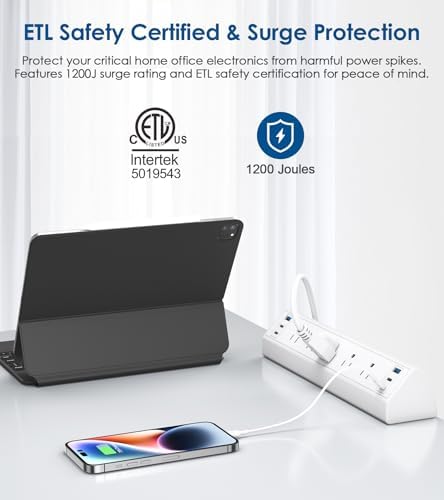 Jgstkcity Desk Clamp Power Strip USB C,Table Surge Protector - Image 3