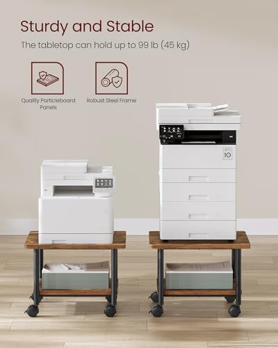 VASAGLE 2-Tier Printer Stand with Locking Wheels, Under Desk Printer Table - Image 4