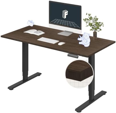 FLEXISPOT E6 Bamboo 3-Stage Dual Motor Electric Standing Desk 55 x 28 Sit Stand Up Desk, Holds 220 lbs, Adjustable Height w/Memory Presets, Solid Walnut Bamboo Desktop & Black Frame, Ships in 2 Boxes by Unknown