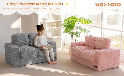MAXYOYO Kids Bean Bag Chair, Comfy Upholstered Bean Bag Sofa with Filler - Image 3