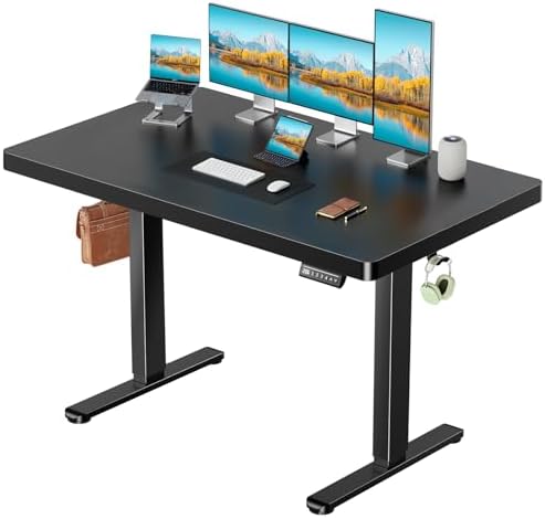 Marsail 55 x 30 Electric Standing Desk with One-Piece Desktop, Sit Stand Desk with Thickened Tabletop, Height Adjustable Stand Up Desk with Cable Management for Home Office(Frame+Desktop, 2 Packages) by Marsail