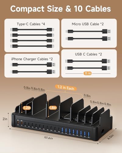 20-Port 600W Moezuti Charging Station for Multiple Devices with 10 Cables - Image 5