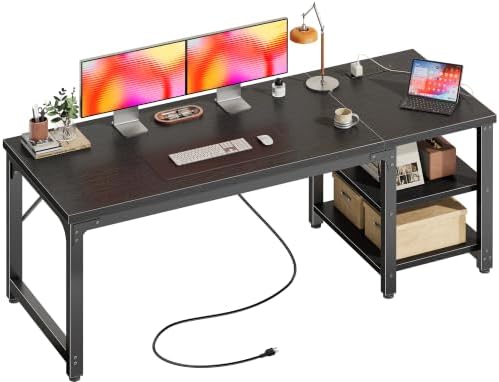 Huuger 55'' x 19.7'' Computer Desk with Power Outlets, 0.95'' Thick Desktop by Huuger