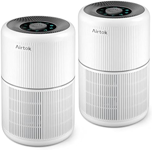 2 Pack Air Purifier for Home Bedroom with H13 True HEPA Filter for Smoke, Smokers, Dust, Odors, Pollen, Pet Dander | Quiet 99.9% Removal to 0.1 Microns | White Available for California by AIRTOK