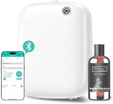 Smart Waterless Essential Oil Diffuser, 400ML Diffuser with 100ML Fragrance Scent Oils for Scent Air Machine with 12A1V Power Adapter for Large Room and Commercial Use, Cover Up to 2000 Sq.Ft by HOMNAS