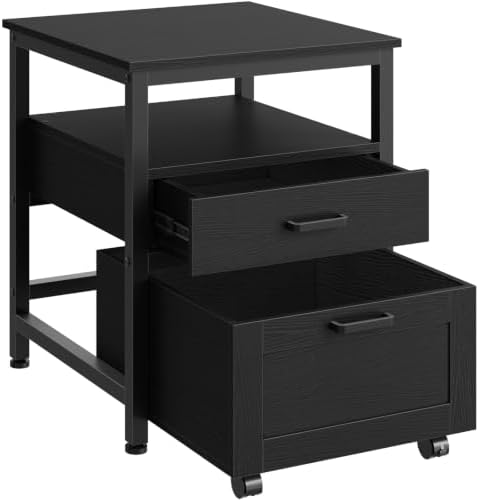 HOOBRO Mini Fridge Stand, Mini Fridge Stand with Wooden Drawers and Shelf by HOOBRO
