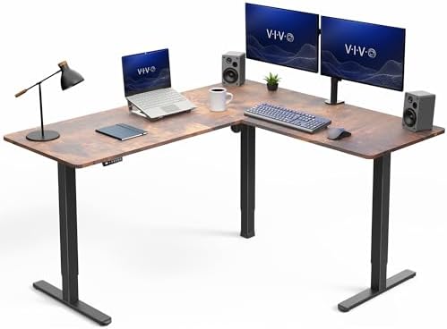 VIVO Rustic Vintage Brown 63 x 55 in Corner Standing Desk, DESK-E3CTN by VIVO