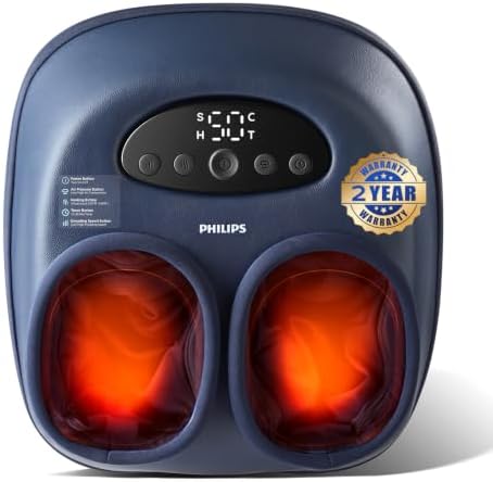 PHILIPS Foot Massager with Heat, Shiatsu Kneading & Air Compression, Blue by PhilipsWater