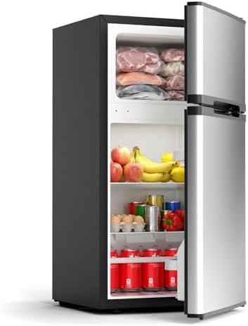 COWSAR 2.5 Cu.Ft Mini Dorm Fridge with Freezer for Bedroom, Office, Silver by COWSAR