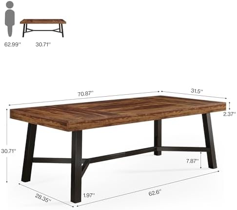 Tribesigns 71-Inch Executive Desk, Farmhouse Office Computer Desk, Brown - Image 2