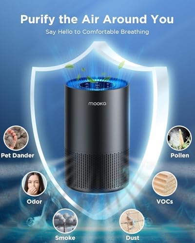 MOOKA H13 HEPA Air Purifier for Home Pet Large Room Up to 1300ft², Black - Image 2
