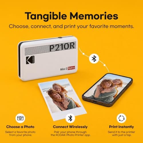 KODAK Mini 2 Retro 2x3 Portable Photo Printer, 4PASS, 38 Sheets, Yellow - Image 4