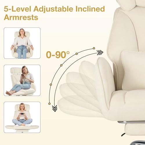 HOFFREE Criss Cross Chair with Wheels for Gaming,Reading,Working(Beige) - Image 3