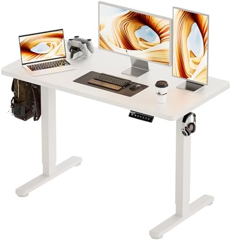BIZUM Standing Desk Electric Adjustable Computer Desk-Stand up Desk Office Gaming Home Office Memory Desks 48x24 inches White by Unknown