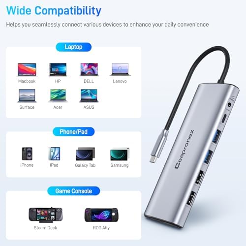 USB C Docking Station 14 in 1 with 2 HDMI 4K + DP 8K 3 Monitors Triple Display for Laptop,/MacBook Pro/Air/HP/DELL/Lenovo, USB C Hub Dongle Dock with USB 3.0, RJ45,100W PD, SD/TF, Audio/Mic - Image 7