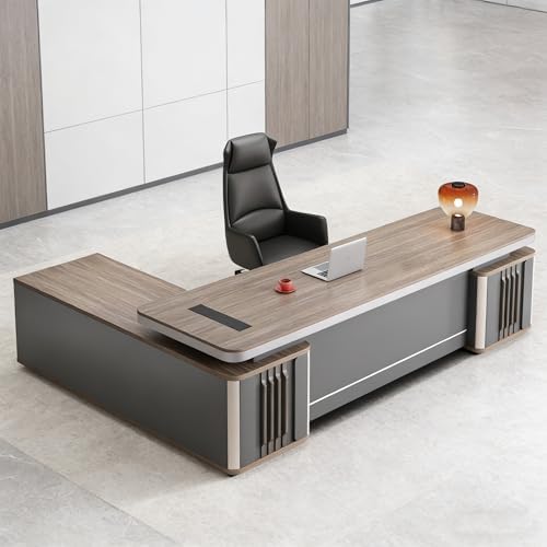 L Shaped Executive Desk with Drawers & Storage, Modern Wood Executive Office Desk Computer Table for Home Office Furniture Setup, Management Workstation for Workplace or Office(F-Right, L2M/78IN) by Unknown