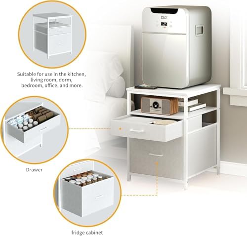 Herture Mini Fridge Stand with 3 Storage, Small Refrigerator Stand for Dorm - Image 3