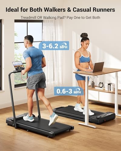 THERUN Walking Pad with Handle Bar, 2 in 1 Under Desk Portable Treadmill - Image 2