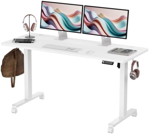 Monomi 59" Electric Standing Desk,Adjustable Height Sit Stand Up Desk,White by MONOMI