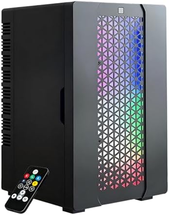 Mini Fridge, Dimmable Gaming Light Wine Fridge with Remote Control (Black) by iceBlue