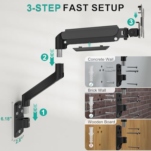 WALI Single Monitor Wall Mount for 17-34 inch Computer Screens，up to 22 lbs - Image 6