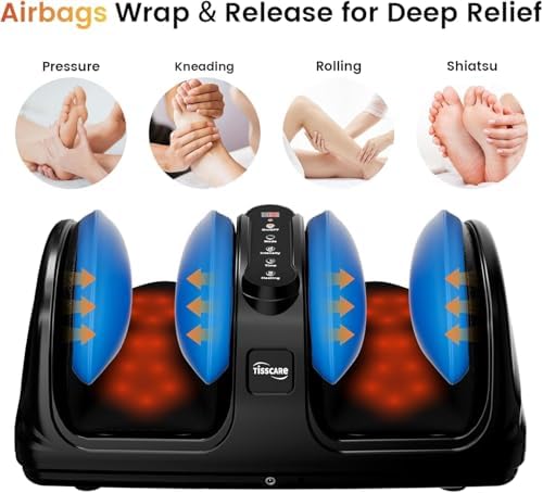 TISSCARE Foot Massager for Neuropathy: Shiatsu Feet Massager with Heat for Plantar Fasciitis, Pain Relief, Circulation, Deep Kneading Relaxation Massage for Women Men - Image 2