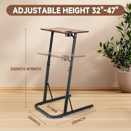 Adjustable Treadmill Walking Pad Desk, for Bike/Cycling Trainer, Workstation Standing Desk, Trainer Stand Table for Indoor, Treadmill Attachment-Exercise While Working or Watching TV, Rustic Brown - Image 4