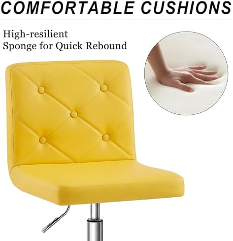 VECELO PU Leather Mid-Back Armless Vanity Chair Adjustable Height 360° Rolling Swivel for Home Office Work - Image 4