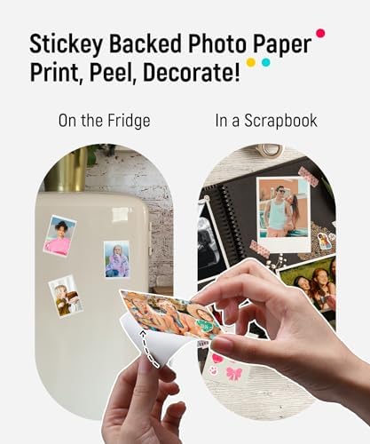 Liene Pearl K100 2x3” Photo Printer, Mini Instant Portable Color Picture Printer Bundle 50 Zink Adhesive Paper, Bluetooth 5.2 Compatible w/iOS & Android Small Phone Sticker for iPhone Smartphone White - Image 5
