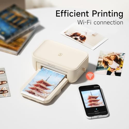 HPRT 4x6 Photo Printer with 108 Sheet Photo Paper& 2 Ribbon, Desktop Instant Picture Printer for iPhone, Thermal Dye Sublimation, WI-Fi Connnecting, Home Use, Beige - Image 5
