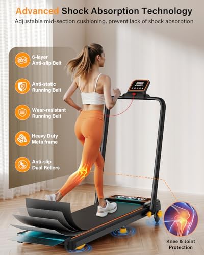 Treadmill Walking Pad with 15% Incline/Handle Bar/2 LED Display, 3.5HP Portable Treadmills for Home Small, Foldable Walking Pad Treadmill 350+lb Capacity, Smart App, 4 Adjustable Incline, RGB Light - Image 3