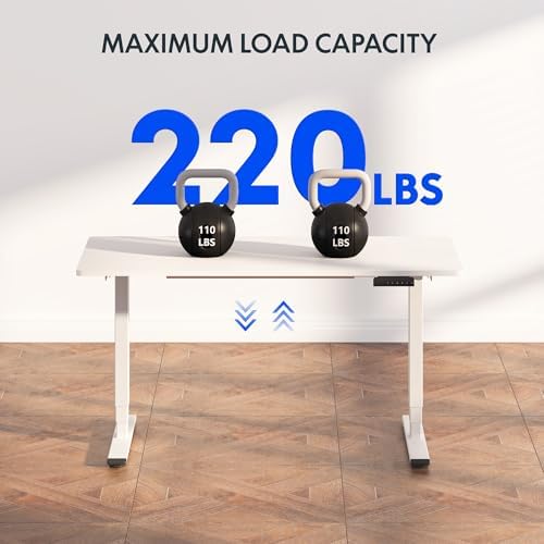 FLEXISPOT E6 3-Stage Dual Motor 60 x 24 Electric Standing Desk Sit Stand Up Desk, Holds 220 lbs, Adjustable Height w/Memory Presets, One-Piece White Desktop & White Frame, Ships in 2 Boxes - Image 3