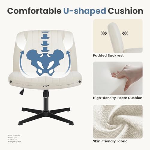 DUMOS Criss Cross Chair, Cross Legged Vanity Chair, Home Office - Image 4