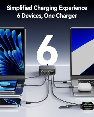 Rocoren 270W GaN 6‑Port Charging Station,100W PD Fast USB‑C Charger Dock - Image 4