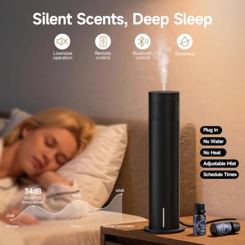 Smart Waterless Scent Diffuser with 4 Essential Oils Kit, 1500 Sq.ft for Large Room Home Office Hotel SPA, Luxury Metal Cold-Air Aromatherapy Diffuser Machine, Remote Control & APP & Timer - Image 4