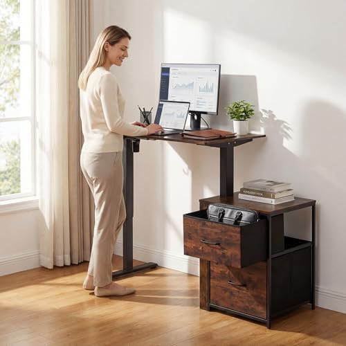 Compact Electric Height Adjustable Standing Desk, 48" x 18" Sit Stand Workstation with Smooth Motorized Lift, Narrow Ergonomic Home Office Computer Desk for Monitors & Laptops,28.3"-46.5" Height - Image 2