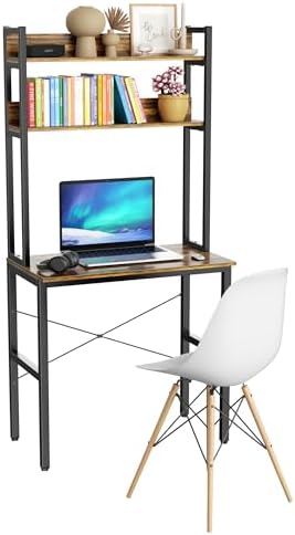 Aquzee Small Desk with Shelves, Computer Desk with Hutch, 31" by Aquzee