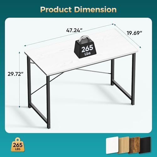 DUMOS 47 Inch Small Computer Desk, Gaming Desks for Home Office Bedroom - Image 3