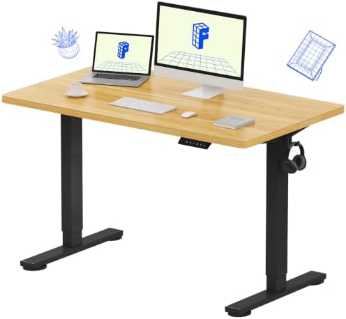 FLEXISPOT EN1 One-Piece Standing Desk, Electric Adjustable with 4 Memory Presets, 176 LBS Capacity, Stable & Quiet, Seamless Desktop for Home Office & Dual Monitors, 48"x24" Maple by Unknown