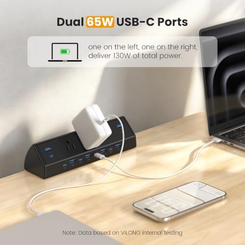 VILONG Desk Clamp Power Strip,130W Total Fast Charging Station - Image 3