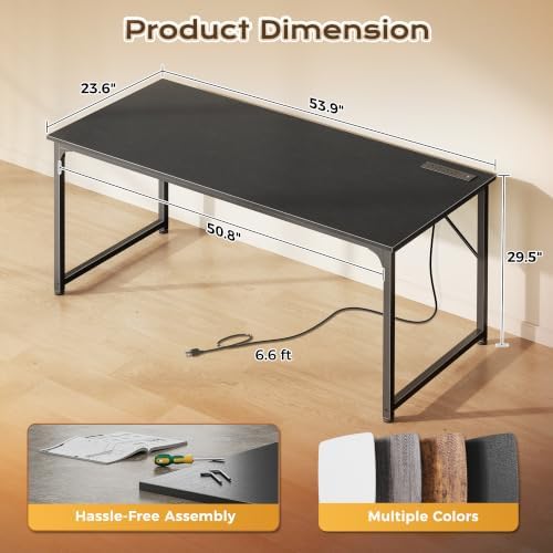 PRAISUN 54 X 24 Inch Deeper Desk with Power Outlets - Image 2
