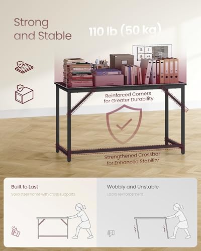 VASAGLE Computer Desk, Steel Frame Gaming Desk for Home Office, 47.2 Inch - Image 5