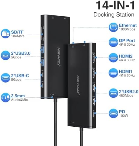 USB C Docking Station 3 Monitors USBC Hub Laptop Dual Monitor Multi Adapter - Image 2