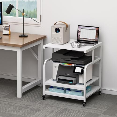 Fannova 25.6"x23.6"x30.9" Extra Large White Printer Stand with Storage - Image 6