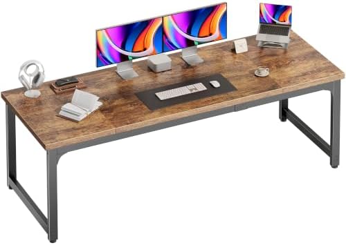PRAISUN 70.9 x 24 Inch Computer Desk, 0.95'' Thicker, Heavy Duty, Rustic Brown by PRAISUN