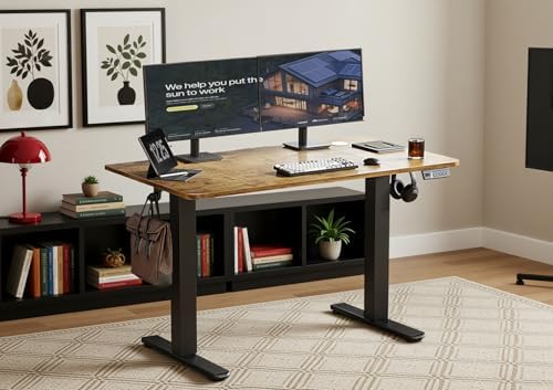 YDN 63 x 24 Inch Rustic Brown Electric Standing Desk - Image 2
