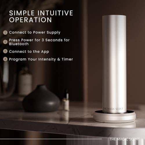 The Magic Scent Bluetooth Diffuser - Smart Ultra-Quiet Cold-Air Waterless Scent Diffuser for Home, Hotel, & Office - Programmable Intensity & Timer - Premium Aroma Oil Included (Silver) - Image 6