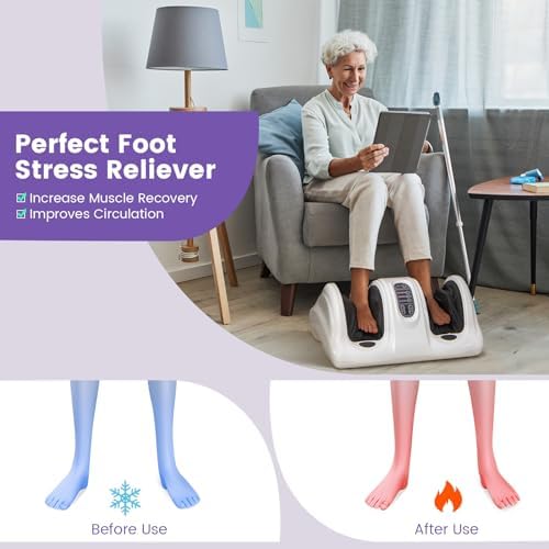 Giantex Shiatsu Foot Massager Machine for Feet, Leg Calf Ankle, Relieve Pain, Spa Gift Deep Kneading Rolling Massage, Electric Shiatsu Feet Massager w/Remote, 4 Modes, White - Image 4